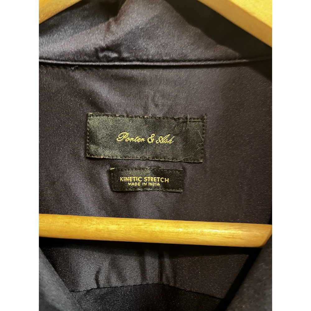 Porter & Ash Kinetic Stretch Shirt Mens Small Navy Blue Short Sleeve Camp Collar - Picture 5 of 9